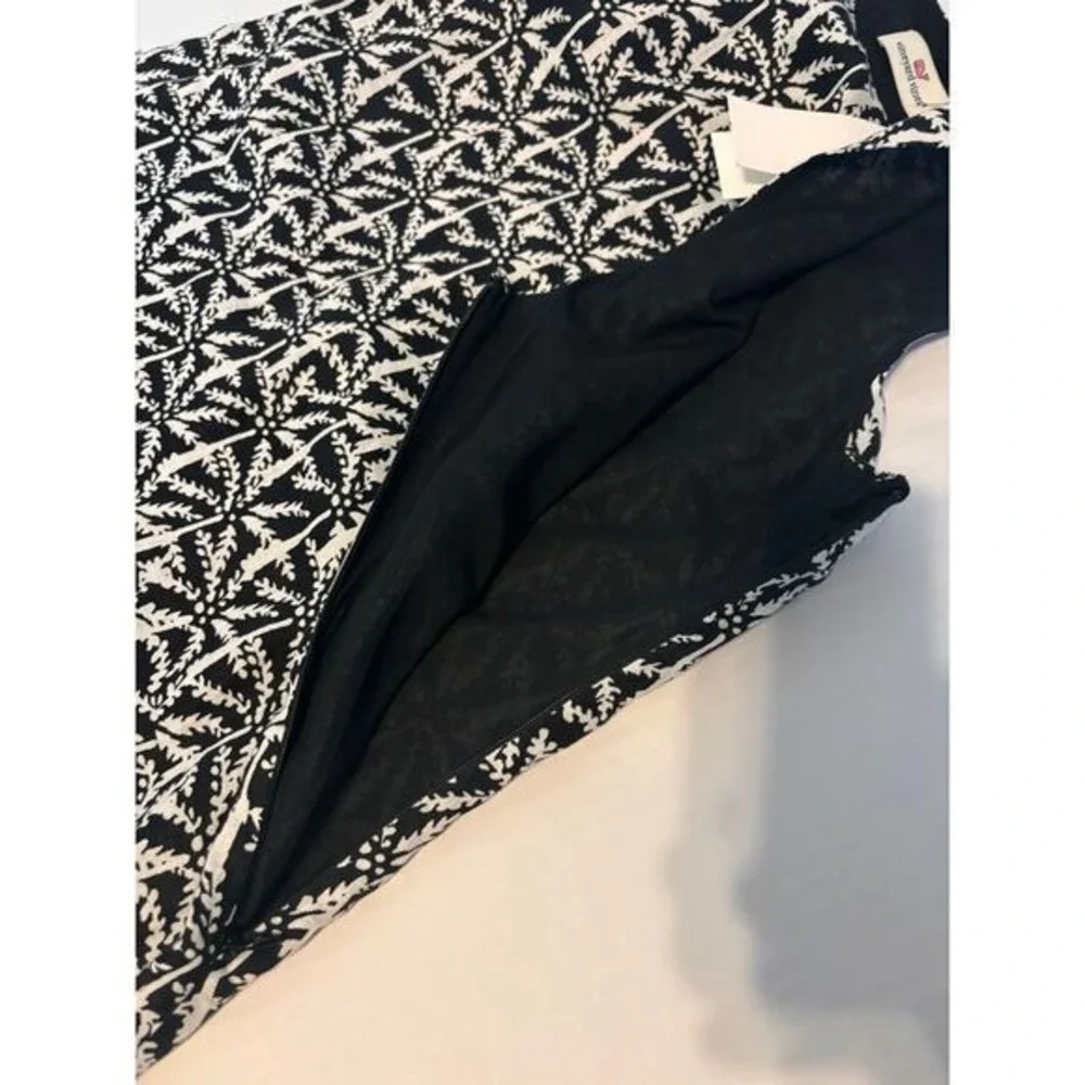 Vineyard Vines Women's Sleeveless Black & White‎ Print A-Line Dress Tiered Hem